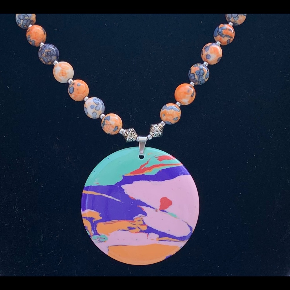 Mosaic Chalcedony Circle Pendant
